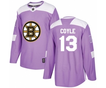 Men's Boston Bruins #13 Charlie Coyle Authentic Purple Fights Cancer Practice Hockey Jersey