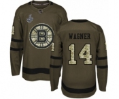 Men's Boston Bruins #14 Chris Wagner Authentic Green Salute to Service 2019 Stanley Cup Final Bound Hockey Jersey