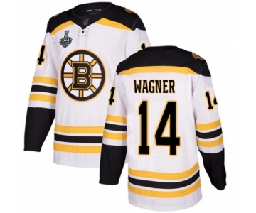 Men's Boston Bruins #14 Chris Wagner Authentic White Away 2019 Stanley Cup Final Bound Hockey Jersey