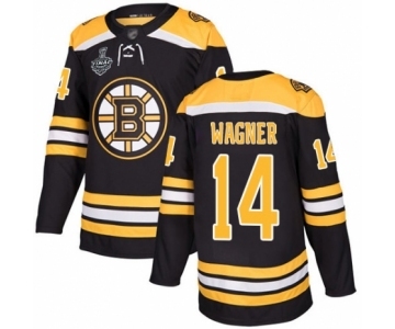 Men's Boston Bruins #14 Chris Wagner Premier Black Home 2019 Stanley Cup Final Bound Hockey Jersey