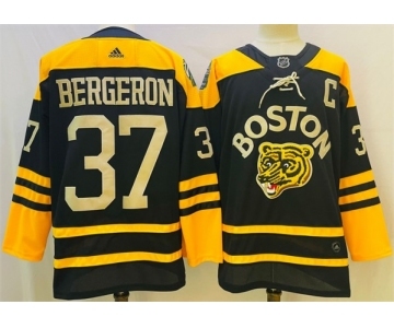 Men's Boston Bruins #37 Patrice Bergeron Black Classic Primegreen Stitched Jersey
