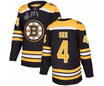 Men's Boston Bruins #4 Bobby Orr Premier Black Home 2019 Stanley Cup Final Bound Hockey Jersey
