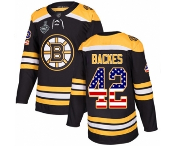 Men's Boston Bruins #42 David Backes Authentic Black USA Flag Fashion 2019 Stanley Cup Final Bound Hockey Jersey