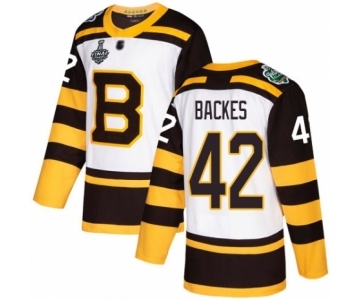 Men's Boston Bruins #42 David Backes Authentic White Winter Classic 2019 Stanley Cup Final Bound Hockey Jersey