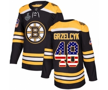Men's Boston Bruins #48 Matt Grzelcyk Authentic Black USA Flag Fashion 2019 Stanley Cup Final Bound Hockey Jersey