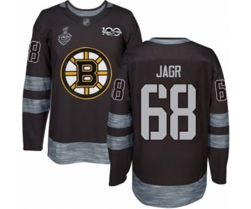 Men's Boston Bruins #68 Jaromir Jagr Authentic Black 1917-2017 100th Anniversary 2019 Stanley Cup Final Bound Hockey Jersey
