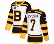 Men's Boston Bruins #7 Phil Esposito Authentic White Winter Classic 2019 Stanley Cup Final Bound Hockey Jersey