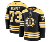 Men's Boston Bruins #73 Charlie McAvoy Black 2024-25 Home Stitched Hockey Jersey