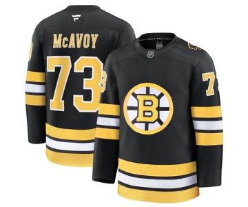Men's Boston Bruins #73 Charlie McAvoy Black 2025 Home Stitched Hockey Jersey