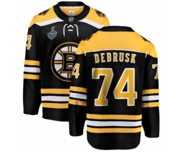 Men's Boston Bruins #74 Jake DeBrusk Authentic Black Home Fanatics Branded Breakaway 2019 Stanley Cup Final Bound Hockey Jersey