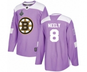 Men's Boston Bruins #8 Cam Neely Authentic Purple Fights Cancer Practice 2019 Stanley Cup Final Bound Hockey Jersey