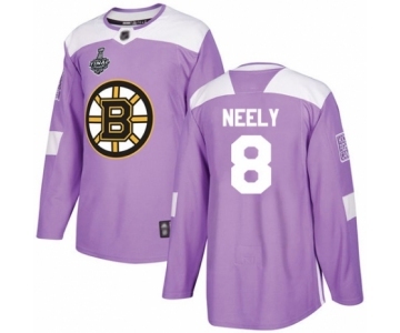 Men's Boston Bruins #8 Cam Neely Authentic Purple Fights Cancer Practice 2019 Stanley Cup Final Bound Hockey Jersey