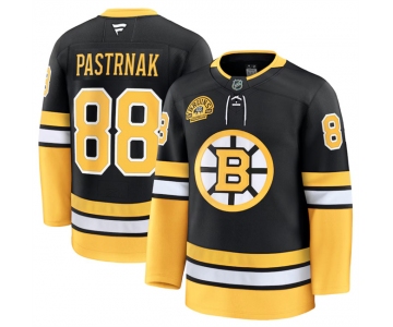 Men's Boston Bruins #88 David Pastrnak Black 100th Anniversary Stitched Hockey Jersey
