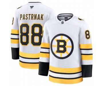 Men's Boston Bruins #88 David Pastrnak White 2025 Away Stitched Hockey Jersey