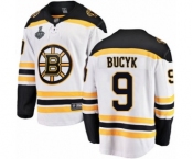 Men's Boston Bruins #9 Johnny Bucyk Authentic White Away Fanatics Branded Breakaway 2019 Stanley Cup Final Bound Hockey Jersey