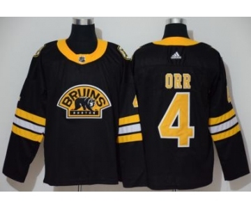 Men's Bruins #4 Bobby Orr Black Authentic 3D Throwback Stitched Hockey Jersey