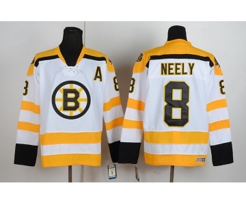 nhl jerseys boston bruins #8 neely white-yellow [patch A]
