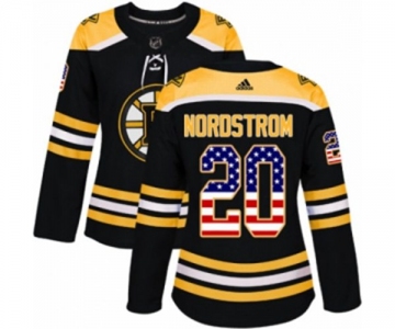 Women Adidas Boston Bruins #20 Joakim Nordstrom Authentic Black USA Flag Fashion NHL Jersey