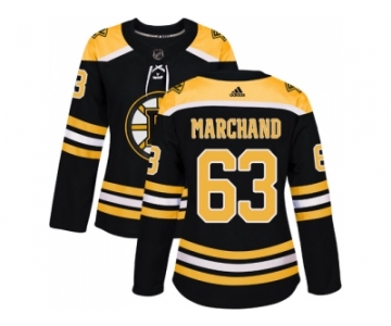Women Adidas Boston Bruins #63 Brad Marchand Black Home Authentic Stitched NHL Jersey