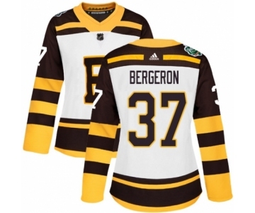 Women's Adidas Boston Bruins #37 Patrice Bergeron Authentic White 2019 Winter Classic NHL Jersey