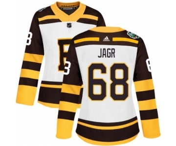 Women's Adidas Boston Bruins #68 Jaromir Jagr Authentic White 2019 Winter Classic NHL Jersey