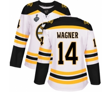 Women's Boston Bruins #14 Chris Wagner Authentic White Away 2019 Stanley Cup Final Bound Hockey Jersey