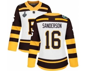 Women's Boston Bruins #16 Derek Sanderson Authentic White Winter Classic 2019 Stanley Cup Final Bound Hockey Jersey