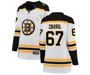 Women's Boston Bruins #67 Jakub Zboril Authentic White Away Fanatics Branded Breakaway Hockey Jersey