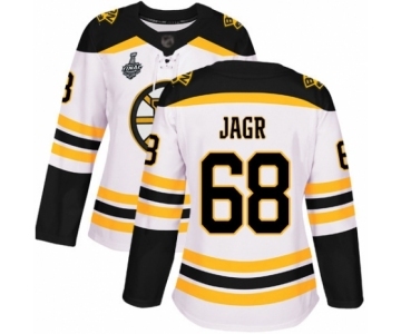 Women's Boston Bruins #68 Jaromir Jagr Authentic White Away 2019 Stanley Cup Final Bound Hockey Jersey