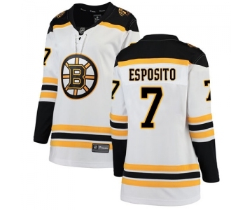 Women's Boston Bruins #7 Phil Esposito Authentic White Away Fanatics Branded Breakaway Hockey Jersey