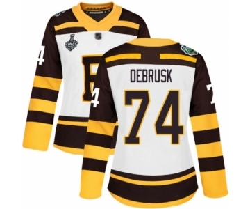 Women's Boston Bruins #74 Jake DeBrusk Authentic White Winter Classic 2019 Stanley Cup Final Bound Hockey Jersey