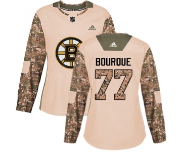 Women's Boston Bruins #77 Ray Bourque Authentic Camo Veterans Day Practice Hockey Jersey