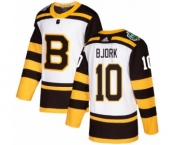 Youth Adidas Boston Bruins #10 Anders Bjork Authentic White 2019 Winter Classic NHL Jersey