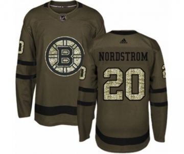 Youth Adidas Boston Bruins #20 Joakim Nordstrom Authentic Green Salute to Service NHL Jersey