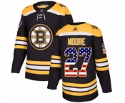Youth Adidas Boston Bruins #27 John Moore Authentic Black USA Flag Fashion NHL Jersey