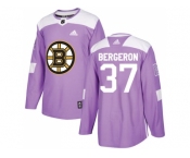 Youth Adidas Boston Bruins #37 Patrice Bergeron Purple Authentic Fights Cancer Stitched NHL Jersey