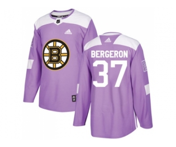 Youth Adidas Boston Bruins #37 Patrice Bergeron Purple Authentic Fights Cancer Stitched NHL Jersey