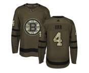 Youth Adidas Boston Bruins #4 Bobby Orr Green Salute to Service Stitched NHL Jersey