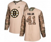 Youth Adidas Boston Bruins #41 Jaroslav Halak Authentic Camo Veterans Day Practice NHL Jersey