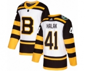 Youth Adidas Boston Bruins #41 Jaroslav Halak Authentic White 2019 Winter Classic NHL Jersey