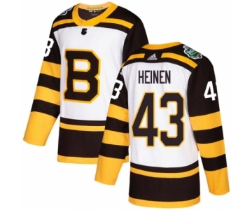 Youth Adidas Boston Bruins #43 Danton Heinen Authentic White 2019 Winter Classic NHL Jersey