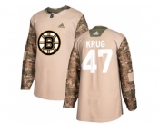 Youth Adidas Boston Bruins #47 Torey Krug Camo Authentic 2017 Veterans Day Stitched NHL Jersey