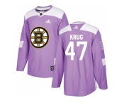 Youth Adidas Boston Bruins #47 Torey Krug Purple Authentic Fights Cancer Stitched NHL Jersey