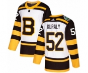 Youth Adidas Boston Bruins #52 Sean Kuraly Authentic White 2019 Winter Classic NHL Jersey
