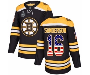 Youth Boston Bruins #16 Derek Sanderson Authentic Black USA Flag Fashion 2019 Stanley Cup Final Bound Hockey Jersey