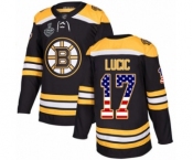 Youth Boston Bruins #17 Milan Lucic Authentic Black USA Flag Fashion 2019 Stanley Cup Final Bound Hockey Jersey