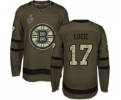 Youth Boston Bruins #17 Milan Lucic Authentic Green Salute to Service 2019 Stanley Cup Final Bound Hockey Jersey