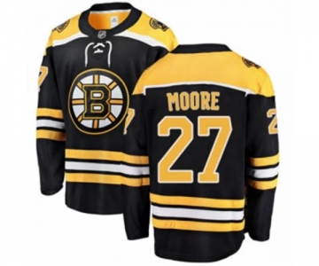 Youth Boston Bruins #27 John Moore Authentic Black Home Fanatics Branded Breakaway NHL Jersey