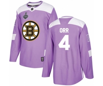 Youth Boston Bruins #4 Bobby Orr Authentic Purple Fights Cancer Practice 2019 Stanley Cup Final Bound Hockey Jersey