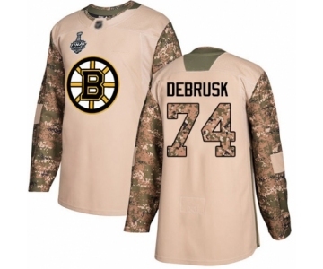 Youth Boston Bruins #74 Jake DeBrusk Authentic Camo Veterans Day Practice 2019 Stanley Cup Final Bound Hockey Jersey